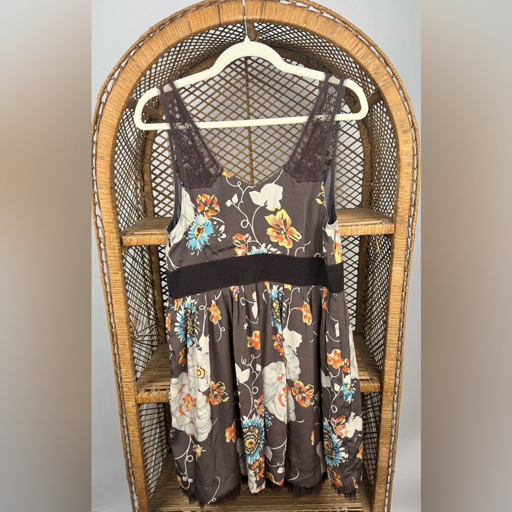 Free People Lace Strap Floral Mini Dress Tulle Trim Size 8 NWT - Picture 2 of 5